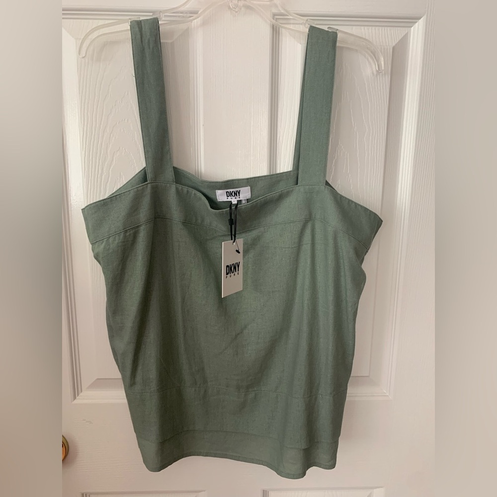 DKNY Sage Green Square Neck Tank Top